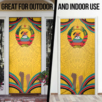 Mozambique Door Cover with Yellow Red Green Swirl Design and Independence Day - Wonder Print Shop