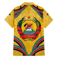 Mozambique Family Matching Off The Shoulder Long Sleeve Dress and Hawaiian Shirt with Yellow Red Green Swirl Design and Independence Day - Wonder Print Shop