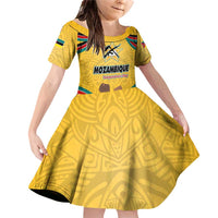 Mozambique Family Matching Off Shoulder Short Dress and Hawaiian Shirt with Yellow Red Green Swirl Design and Independence Day - Wonder Print Shop