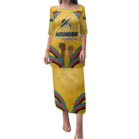 Mozambique Family Matching Puletasi and Hawaiian Shirt with Yellow Red Green Swirl Design and Independence Day - Wonder Print Shop