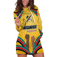 Mozambique Hoodie Dress with Yellow Red Green Swirl Design and Independence Day - Wonder Print Shop