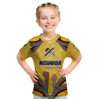 Mozambique Kid T Shirt with Yellow Red Green Swirl Design and Independence Day - Wonder Print Shop