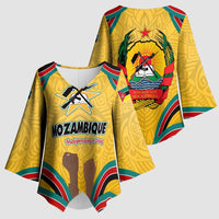 Mozambique Kimono Sleeve Blouse with Yellow Red Green Swirl Design and Independence Day - Wonder Print Shop