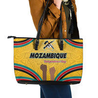Mozambique Leather Tote Bag with Yellow Red Green Swirl Design and Independence Day - Wonder Print Shop