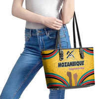 Mozambique Leather Tote Bag with Yellow Red Green Swirl Design and Independence Day - Wonder Print Shop