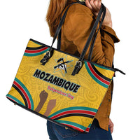 Mozambique Leather Tote Bag with Yellow Red Green Swirl Design and Independence Day - Wonder Print Shop