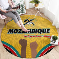 Mozambique Round Carpet with Yellow Red Green Swirl Design and Independence Day - Wonder Print Shop