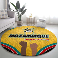 Mozambique Round Carpet with Yellow Red Green Swirl Design and Independence Day - Wonder Print Shop