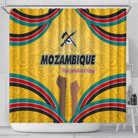 Mozambique Shower Curtain with Yellow Red Green Swirl Design and Independence Day - Wonder Print Shop