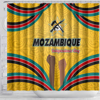 Mozambique Shower Curtain with Yellow Red Green Swirl Design and Independence Day - Wonder Print Shop
