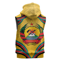 Mozambique Sleeveless Zip Hoodie with Yellow Red Green Swirl Design and Independence Day - Wonder Print Shop