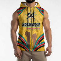 Mozambique Sleeveless Zip Hoodie with Yellow Red Green Swirl Design and Independence Day - Wonder Print Shop