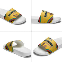 Mozambique Slide Sandals with Yellow Red Green Swirl Design and Independence Day - Wonder Print Shop