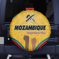 Mozambique Spare Tire Cover with Yellow Red Green Swirl Design and Independence Day - Wonder Print Shop