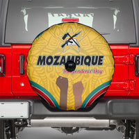 Mozambique Spare Tire Cover with Yellow Red Green Swirl Design and Independence Day - Wonder Print Shop