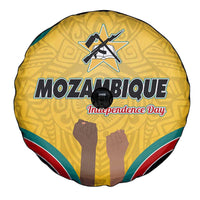 Mozambique Spare Tire Cover with Yellow Red Green Swirl Design and Independence Day - Wonder Print Shop