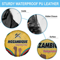 Mozambique Spare Tire Cover with Yellow Red Green Swirl Design and Independence Day - Wonder Print Shop