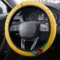 Mozambique Steering Wheel Cover with Yellow Red Green Swirl Design and Independence Day - Wonder Print Shop