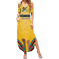 Mozambique Summer Maxi Dress with Yellow Red Green Swirl Design and Independence Day - Wonder Print Shop