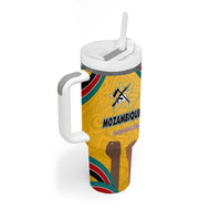 Mozambique Tumbler With Handle with Yellow Red Green Swirl Design and Independence Day - Wonder Print Shop