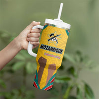 Mozambique Tumbler With Handle with Yellow Red Green Swirl Design and Independence Day - Wonder Print Shop