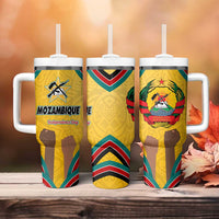 Mozambique Tumbler With Handle with Yellow Red Green Swirl Design and Independence Day - Wonder Print Shop