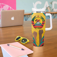 Mozambique Tumbler With Handle with Yellow Red Green Swirl Design and Independence Day - Wonder Print Shop