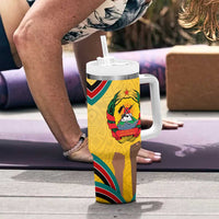 Mozambique Tumbler With Handle with Yellow Red Green Swirl Design and Independence Day - Wonder Print Shop