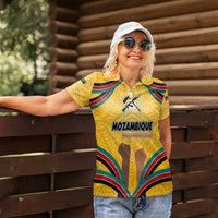 Mozambique Women Polo Shirt with Yellow Red Green Swirl Design and Independence Day - Wonder Print Shop