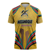 Mozambique Zipper Polo Shirt with Yellow Red Green Swirl Design and Independence Day - Wonder Print Shop