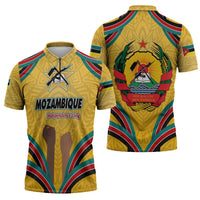Mozambique Zipper Polo Shirt with Yellow Red Green Swirl Design and Independence Day - Wonder Print Shop