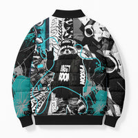 Urban Rebel Raccoon Bomber Puffer Jacket Grunge Graffiti Street Art Abstract Collage Pop Culture