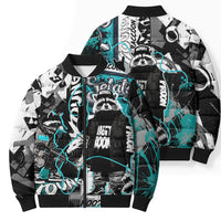 Urban Rebel Raccoon Bomber Puffer Jacket Grunge Graffiti Street Art Abstract Collage Pop Culture