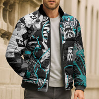 Urban Rebel Raccoon Bomber Puffer Jacket Grunge Graffiti Street Art Abstract Collage Pop Culture