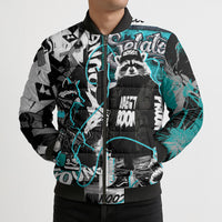Urban Rebel Raccoon Bomber Puffer Jacket Grunge Graffiti Street Art Abstract Collage Pop Culture