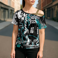 Urban Rebel Raccoon Cross Shoulder Shirt Grunge Graffiti Street Art Abstract Collage Pop Culture