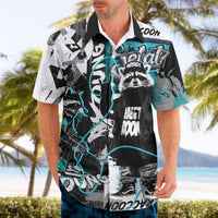 Urban Rebel Raccoon Hawaiian Shirt Grunge Graffiti Street Art Abstract Collage Pop Culture