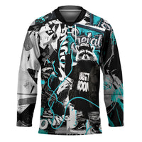 Urban Rebel Raccoon Hockey Jersey Grunge Graffiti Street Art Abstract Collage Pop Culture
