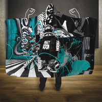 Urban Rebel Raccoon Hooded Blanket Grunge Graffiti Street Art Abstract Collage Pop Culture