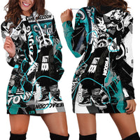 Urban Rebel Raccoon Hoodie Dress Grunge Graffiti Street Art Abstract Collage Pop Culture