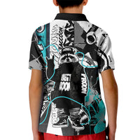 Urban Rebel Raccoon Kid Polo Shirt Grunge Graffiti Street Art Abstract Collage Pop Culture