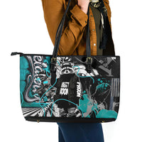 Urban Rebel Raccoon Leather Tote Bag Grunge Graffiti Street Art Abstract Collage Pop Culture