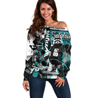 Urban Rebel Raccoon Off Shoulder Sweater Grunge Graffiti Street Art Abstract Collage Pop Culture