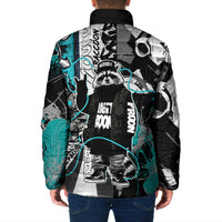 Urban Rebel Raccoon Padded Jacket Grunge Graffiti Street Art Abstract Collage Pop Culture