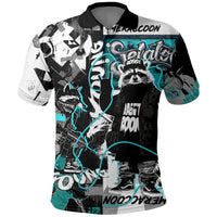 Urban Rebel Raccoon Polo Shirt Grunge Graffiti Street Art Abstract Collage Pop Culture
