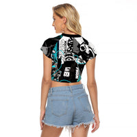 Urban Rebel Raccoon Raglan Cropped T Shirt Grunge Graffiti Street Art Abstract Collage Pop Culture