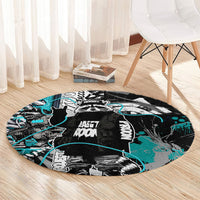 Urban Rebel Raccoon Round Carpet Grunge Graffiti Street Art Abstract Collage Pop Culture