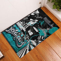Urban Rebel Raccoon Rubber Doormat Grunge Graffiti Street Art Abstract Collage Pop Culture
