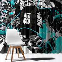 Urban Rebel Raccoon Window Curtain Grunge Graffiti Street Art Abstract Collage Pop Culture