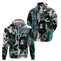 Urban Rebel Raccoon Zip Hoodie Grunge Graffiti Street Art Abstract Collage Pop Culture